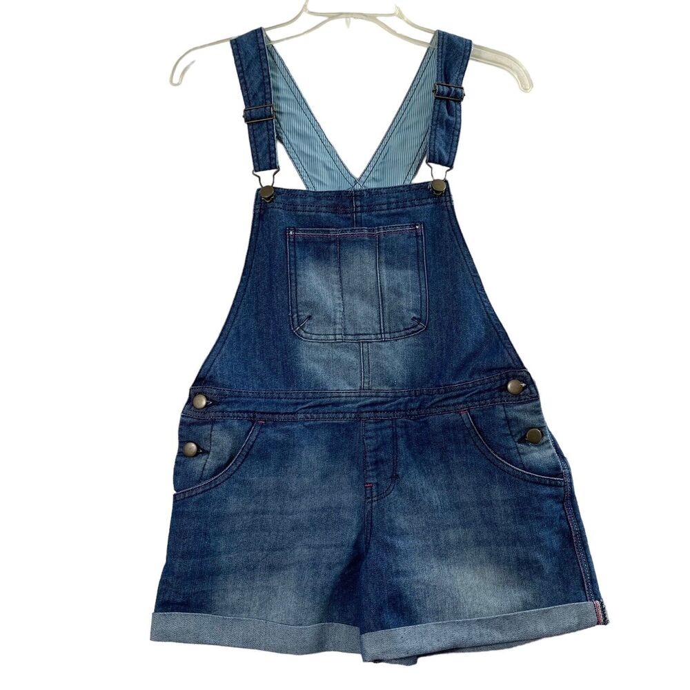 Dari Jean‎ Shortall Overalls Girls Large Bib Blue Denim Cuffed